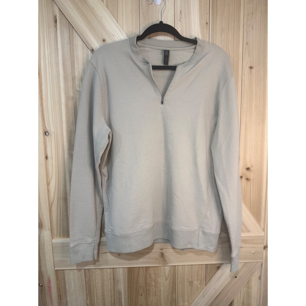 Z by Zella Womens Quarter Zip Fleece Sweatshirt Beige- Size L